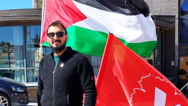 Sufian Farhat yttalade stöd för det ”hedersamma Palestina” 7 oktober 2023. Foto: Faksimil facebook