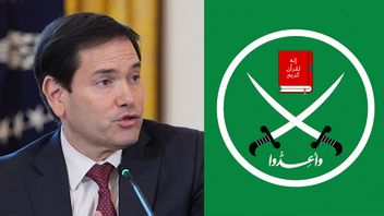 – Dessa klassificeringar är inledande åtgärder i en pågående och långsiktig insats för att hantera Muslimska brödraskapets våld och destabilisering, säger USA:s utrikesminister Marco Rubio. Till höger: Muslimska brödraskapets logga. Bild: Evan Vucci/AP/TT/Public Domain