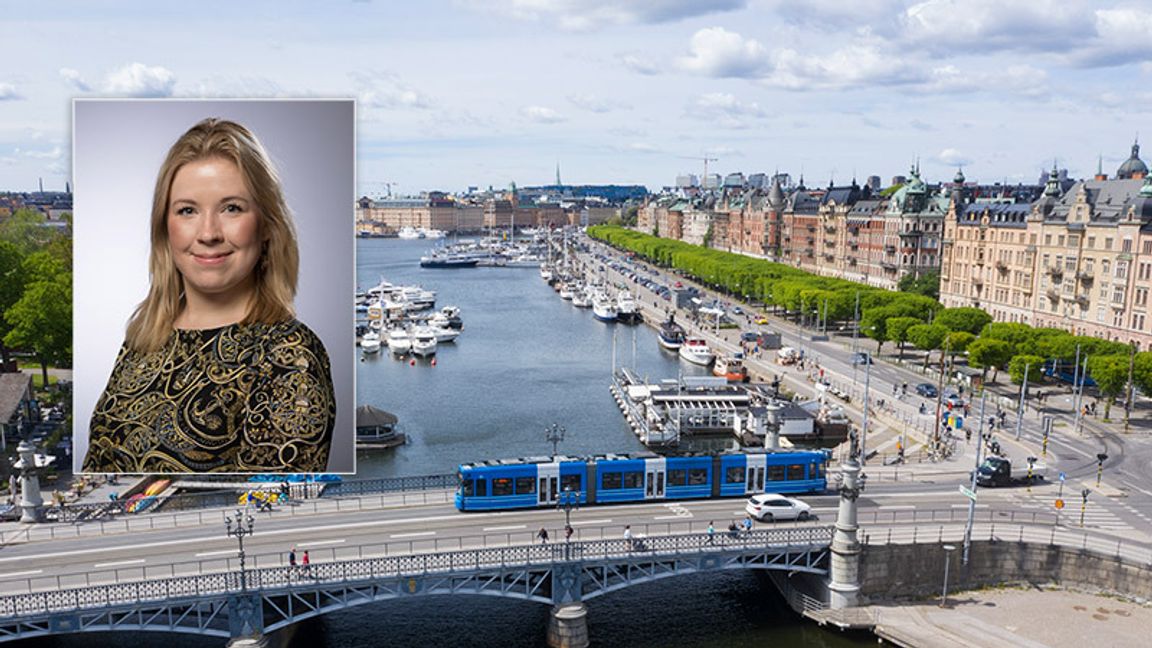 Djurgårdsbron som förenar Djurgården med Östermalm i Stockholm. I bakgrunden Strandvägen. Foto: Fredrik Sandberg/TT och Stockholms stad.