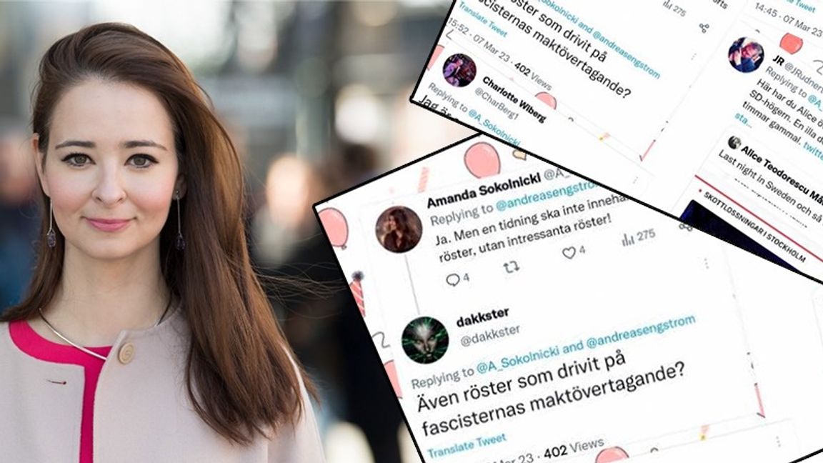 Alice Teodorescu Måwe blir ny oberoende kolumnist på DN vilket upprört en del prenumeranter. Foto: Fredrik Sandberg/TT / Skärmavbild Twitter