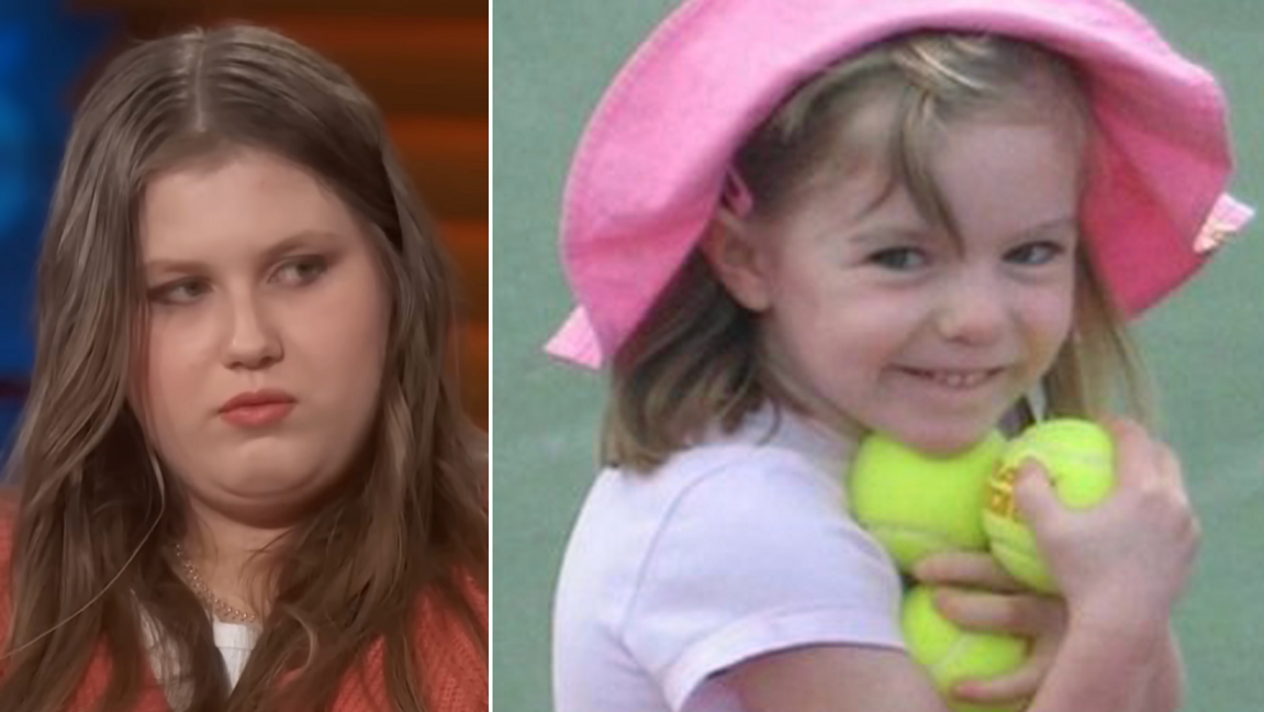 Julia Wandelt har sedan 2022 påstått att hon är Madeleine McCann, som försvann från sin familjs semesterboende i Portugal 2007. Nu döms Wandelt för trakasserier mot föräldrarna Kate och Gerry McCann. Foto: Skärmdump via YouTube/AP/TT