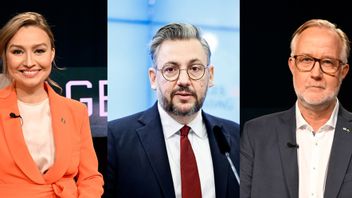 Partiledarna Ebba Busch (KD), Muharrem Demirok (C), och Johan Pehrson (L). Foto: TT