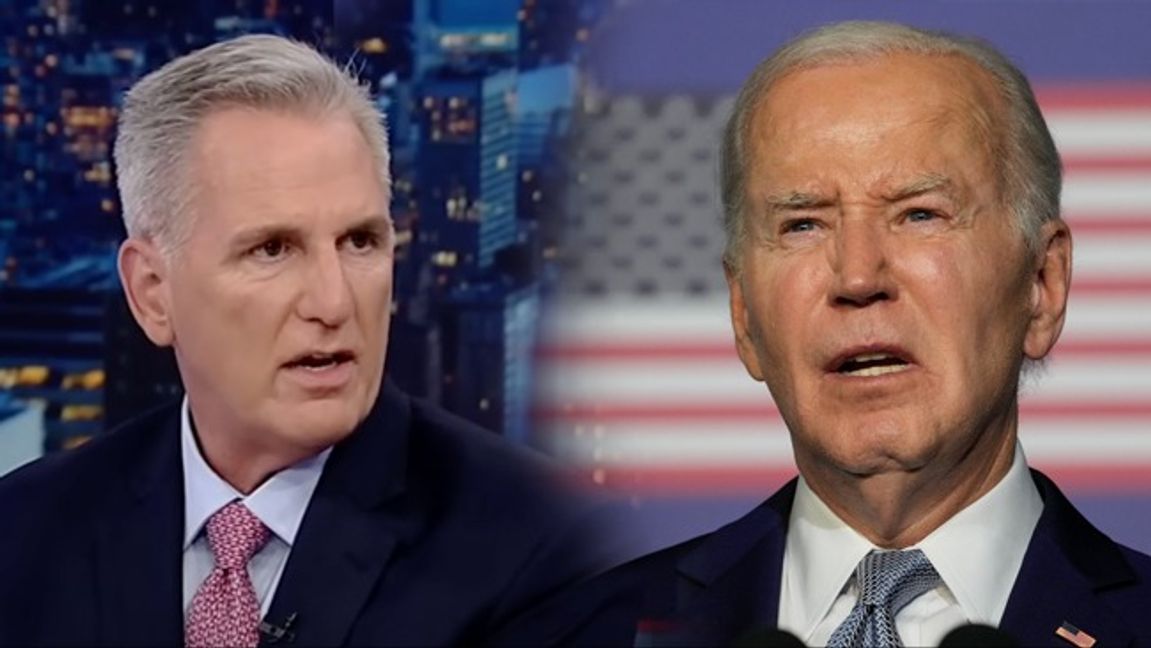 Kevin McCarthy berättar om hur Joe Biden är bakom stängda dörrar. Foto: Alex Brandon/AP/Fox News