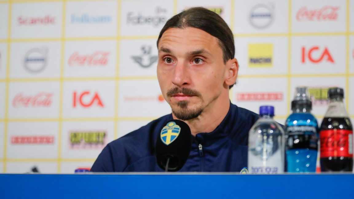 Zlatan Ibrahimovic under en pressträff på Friends Arena. Foto: Christine Olsson/TT 