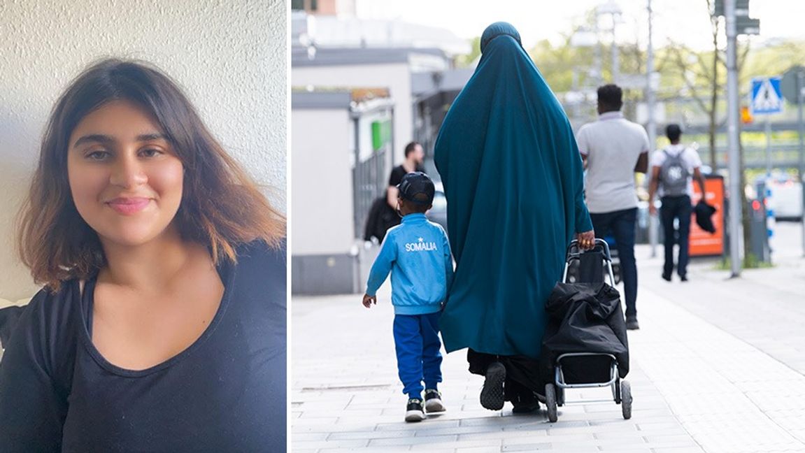 Till vänster: debattören Helen Hassan. Foto: Privat/Fredrik Sandberg/TT