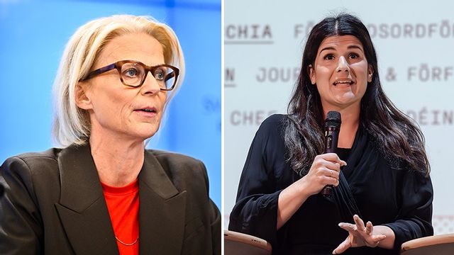 Finansminister Elisabeth Svantesson sågar Dagens Nyheters politiska redaktör Amanda Sokolnicki. Foto: Christine Olsson/TT/Frankie Fouganthin/CC BY-SA 4.0