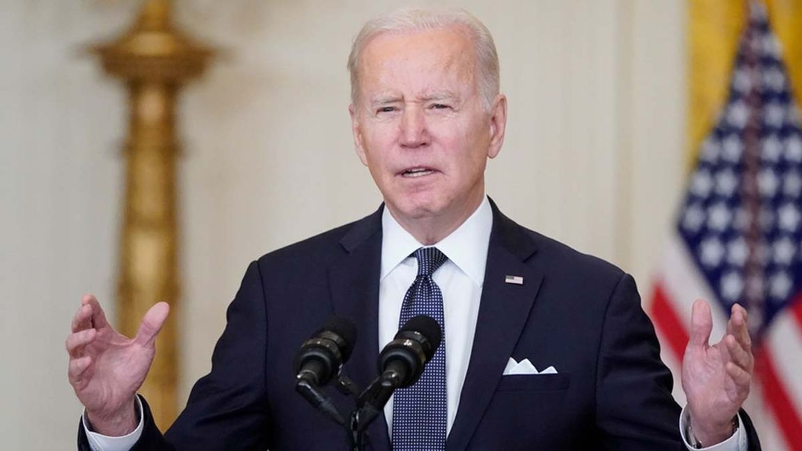 USA:s president Joe Biden håller tal om Ukrainakonflikten. Foto: Alex Brandon/AP/TT