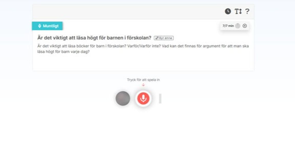 Ett exempel på en muntlig uppgift. Skärmdump: Educateit.