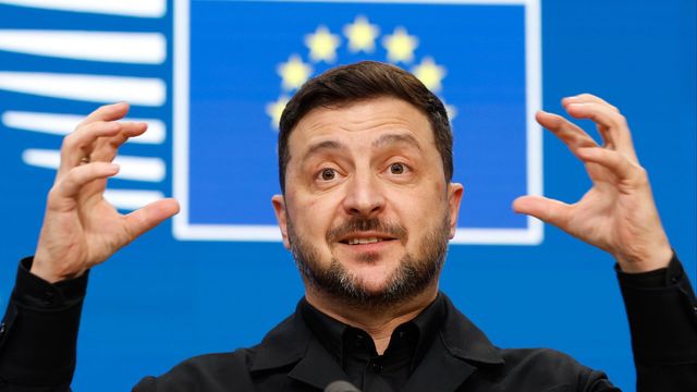 Ukrainas president Volodymyr Zelenskyj på toppmötet i Bryssel. Foto: Geert Vanden Wijngaert/AP/TT