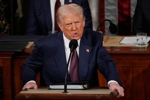 USA:s president Donald Trump håller sitt första tal till kongressen den här mandatperioden. Julia Demaree Nikhinson/AP/TT