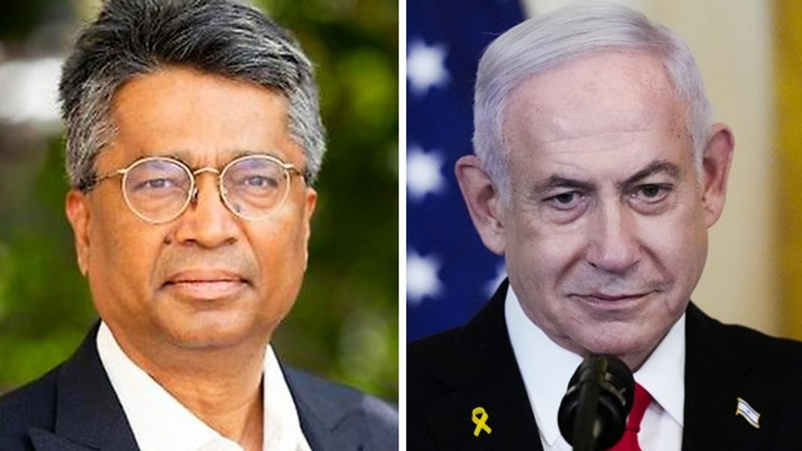 Ashok Swain varnar för Benjamin Netanyahu efter att judar mördats i Manchester. Foto: AP/Uppsala Universitet
