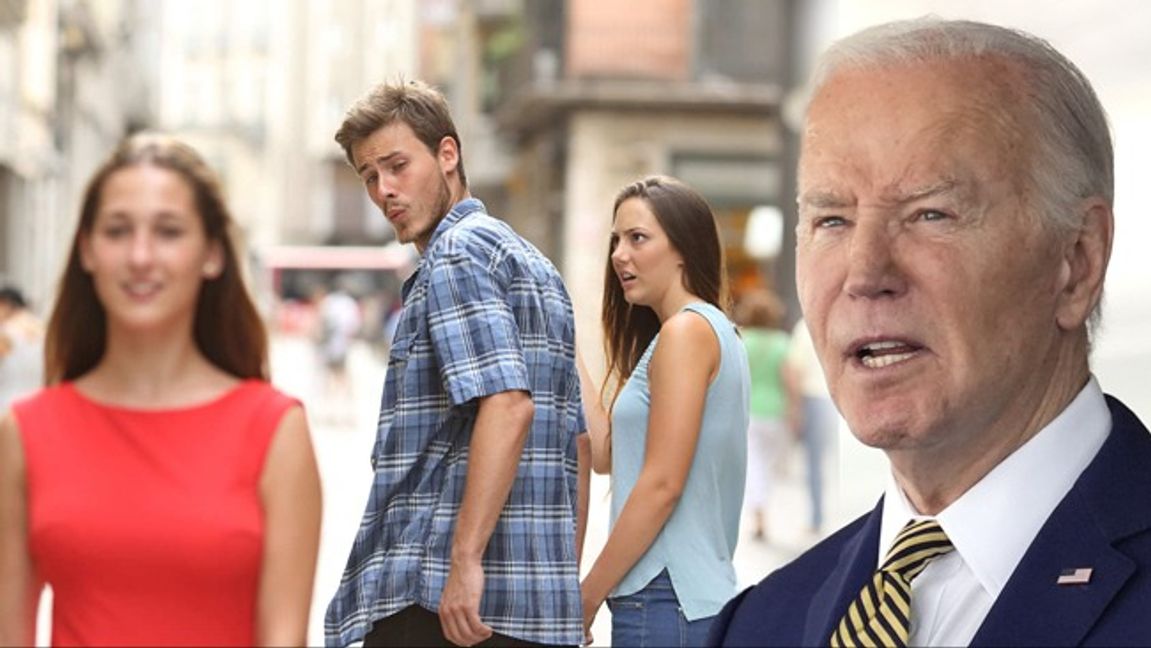 Joe Biden vill anställa en ”trollfabriksansvarig” – en meme-manager. Till vänster en av de mest kända memebilderna. Foto: X/AP