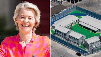 EU-kommissionens ordförande Ursula von der Leyen välkomnar nu migrantcenter utanför EU, som det i Albanien. Foto: AP