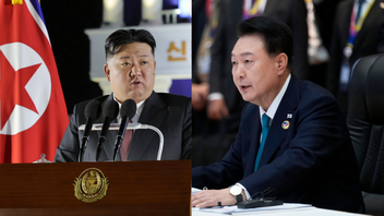 Nordkoreas ledare Kim Jong-un och Sydkoreas president Yoon Suk Yeol. Foto: AP