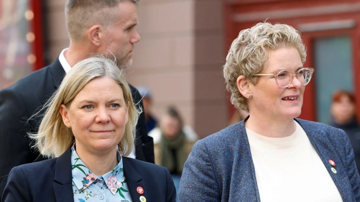 Magdalena Andersson och Socialdemokraternas toppnamn i Stockholm Karin Wanngård. Fredrik Persson/TT