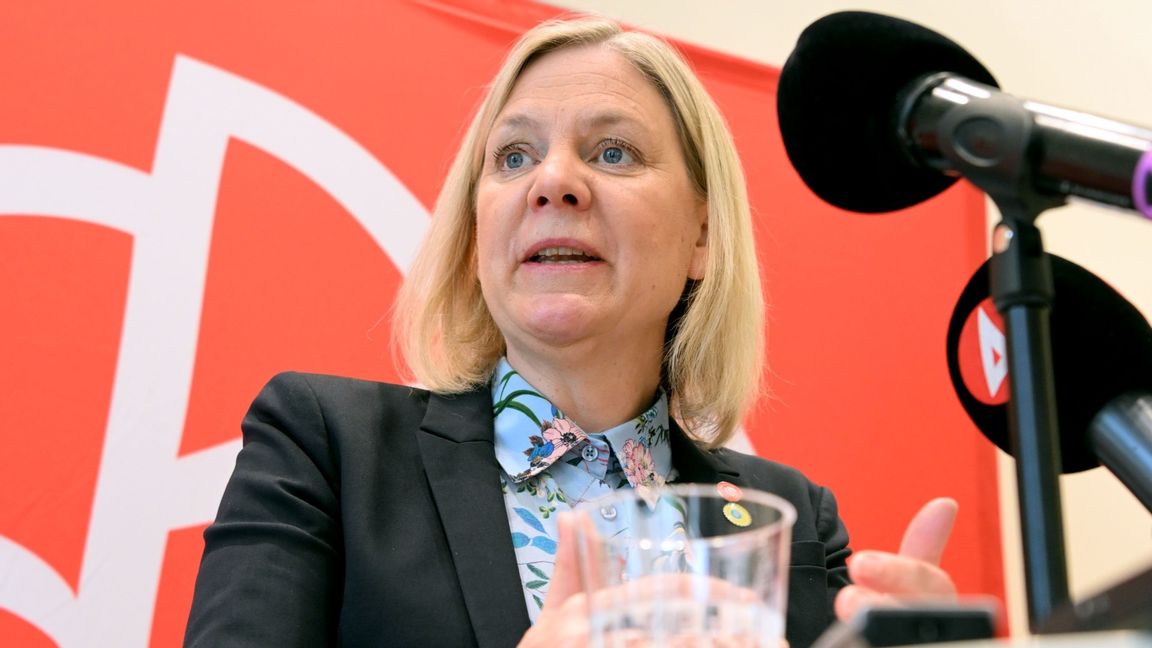 Statsminister Magdalena Andersson (S) under en pressträff den 1 maj. Foto: Jonas Ekströmer/TT