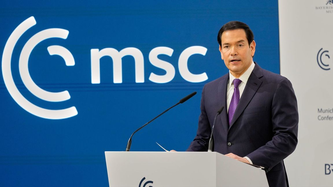 Marco Rubio talade på säkerhetskonferensen i München. Foto: Alex Brandon/AP/TT