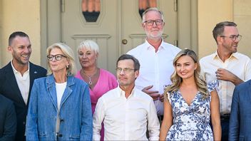 Gruppbild med regeringen vid Harpsund i samband med att de presenterade höstbudgeten i augusti 2024. Foto: Fredrik Sandberg/TT