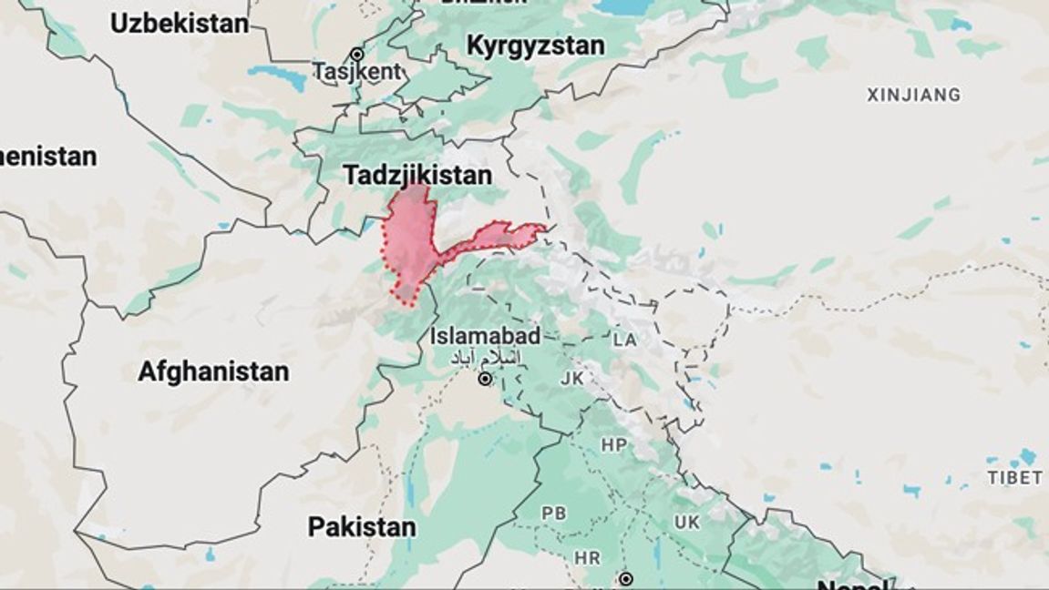 Flygambulansen uppges ha störtat i Badakhshan. Grafik: Google Maps