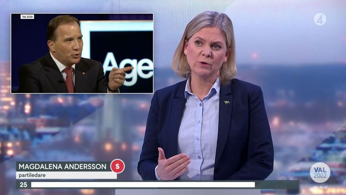 Stefan Löfven och hans efterträdare Magdalena Andersson. Foto: SVT/TV4