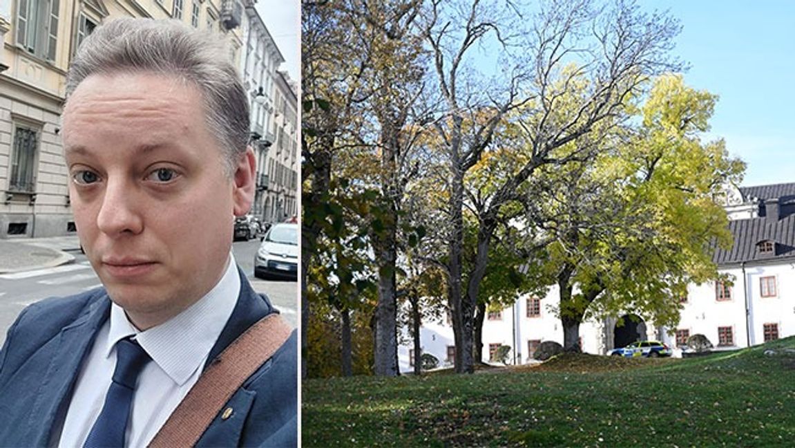 Arvid Hallén och Tidö slott. Bild: Privat/Fredrik Sandberg/TT