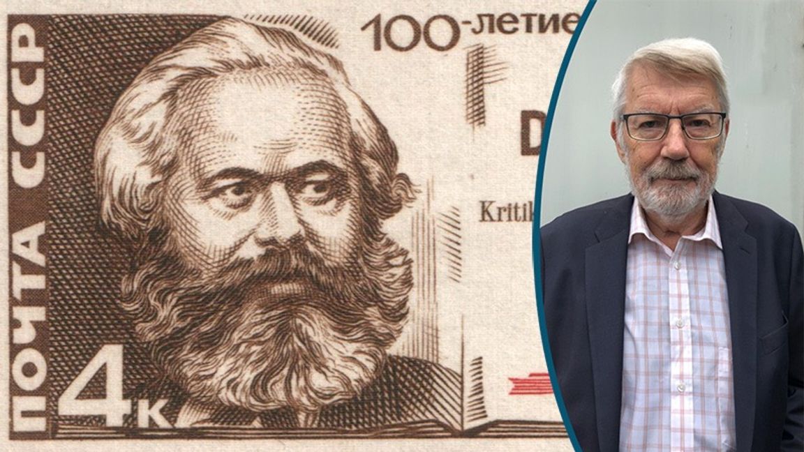 Karl Marx som fyrakopeks sovjetiskt frimärke anno 1967. Foto: Sovjetunionens postverk (public domain)
