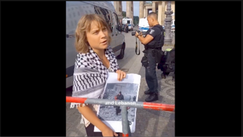 Greta Thunberg demonstrerade nästgårds från Brandenburger Tor. Foto: Faksimill C