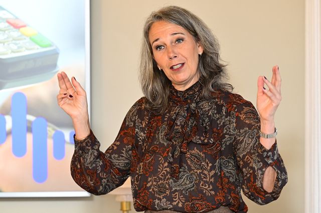 Nordeas chefsekonom Annika Winsth presenterar bankens nya konjunkturrapport. Jonas Ekströmer/TT