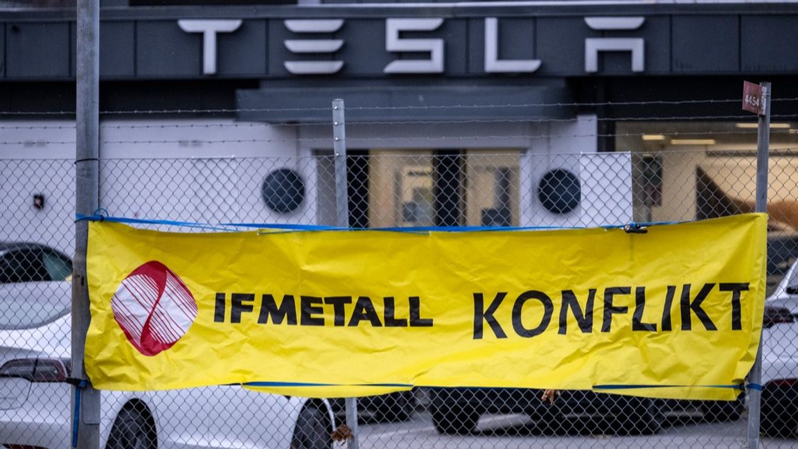 ”Det här är en klar signal till Tesla”, säger den norske fackbasen Jørn Eggum. Foto: Johan Nilsson/TT