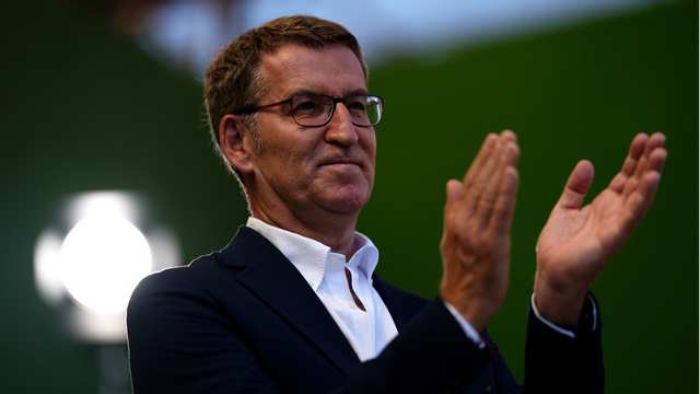 PP:s partiledare Alberto Nunez Feijoo på valdagen. Foto: Manu Fernandez//AP/TT