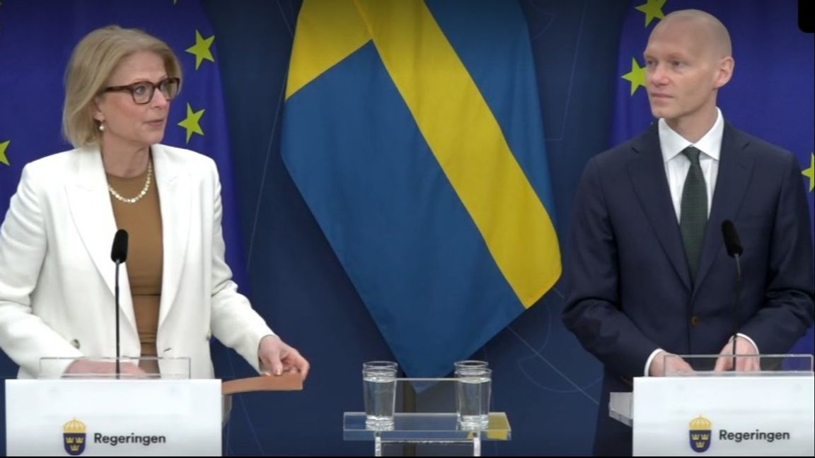 Finansminister Elisabeth Svantesson (M) och finansmarknadsminister Niklas Wykman (M) presenterar nya reformer. Foto: Regeringskansliet