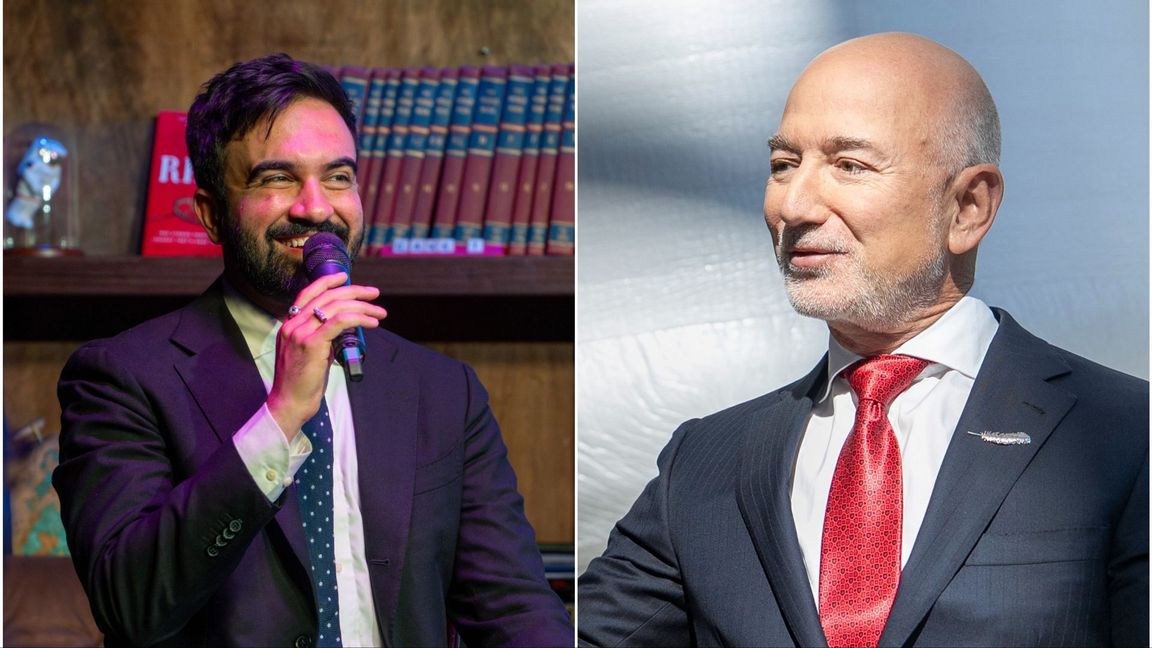 Zohran Mamdani och Jeff Bezos. Foto: Bryan Berlin, CC BY-SA 4.0/Department of War, Public Domain/Wikimedia Commons