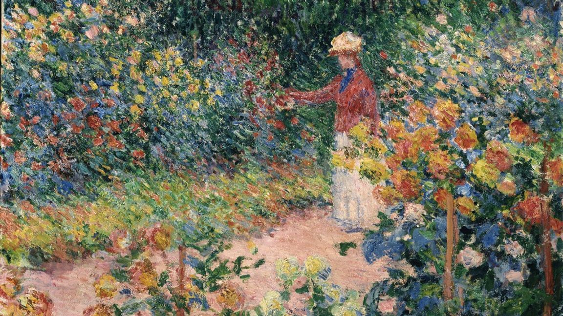 Claude Monets oljemålning ”Le jardin de Monet à Giverny” från 1895 är en av de målningar som tas bort från Kunsthaus Zürich då den stals av nazisterna under andra världskriget. Foto: Presse Kunsthaus (Kunsthaus Zürich). 