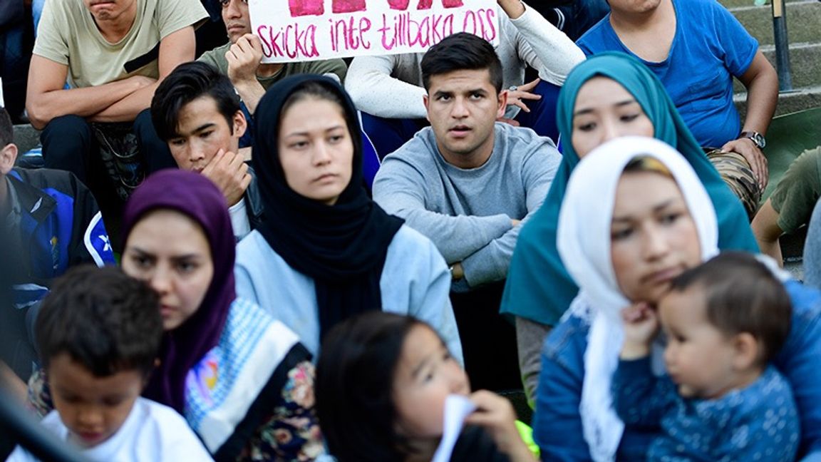 Asylsökande från Afghanistan demonstrerar mot återvändande 2017. Foto: Maja Suslin/TT