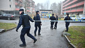 Polisen efter ett sprängdåd i Bagarmossen i södra Stockholm i januari. Foto: Claudio Bresciani/TT