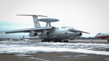 Ett stridsledningsflygplan av typen A-50, fotograferat i Minsk i Belarus. Arkivbild. Foto: BELARUS STATLIGA TV- OCH RADIOBOLAG/AP/TT