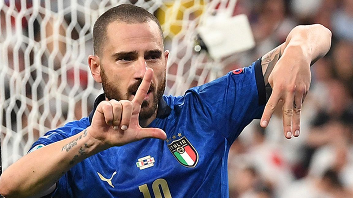 Leonardo Bonucci kvitterade för Italien. Foto: Andy Rain AP/TT