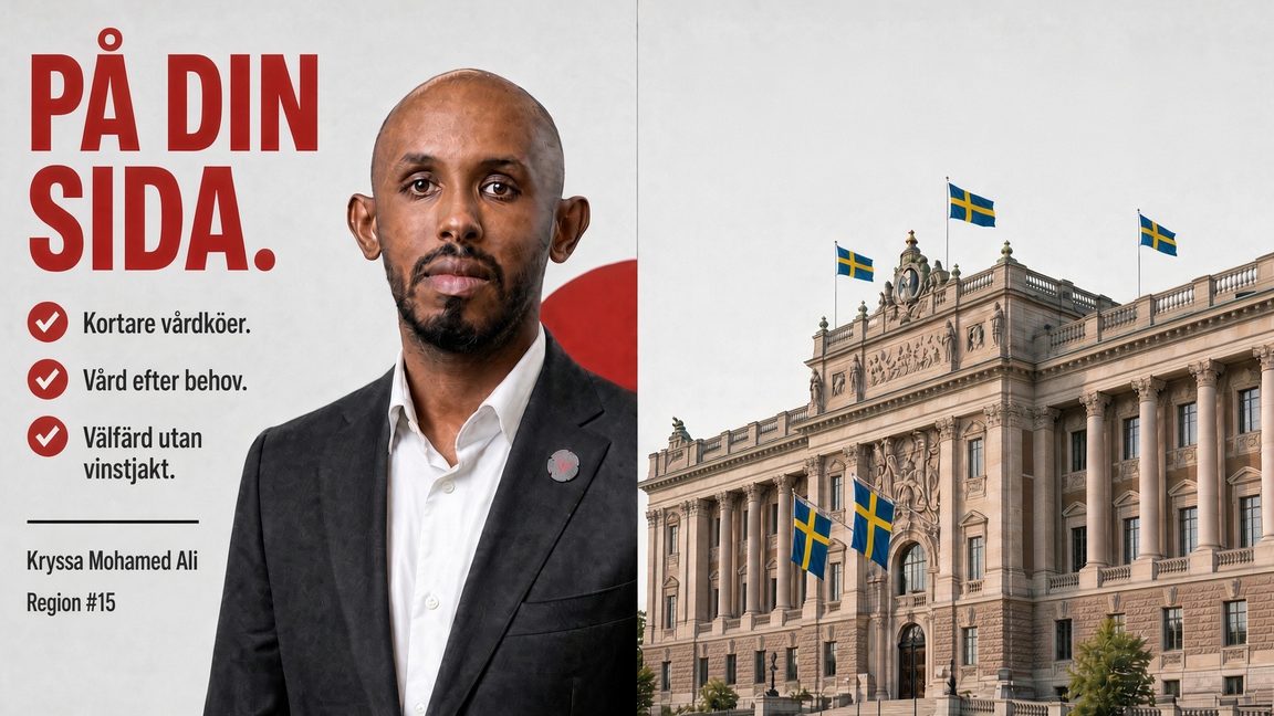 I våras blev han medborgare, nu ska han stifta lag. Foto: Valaffisch/AI
