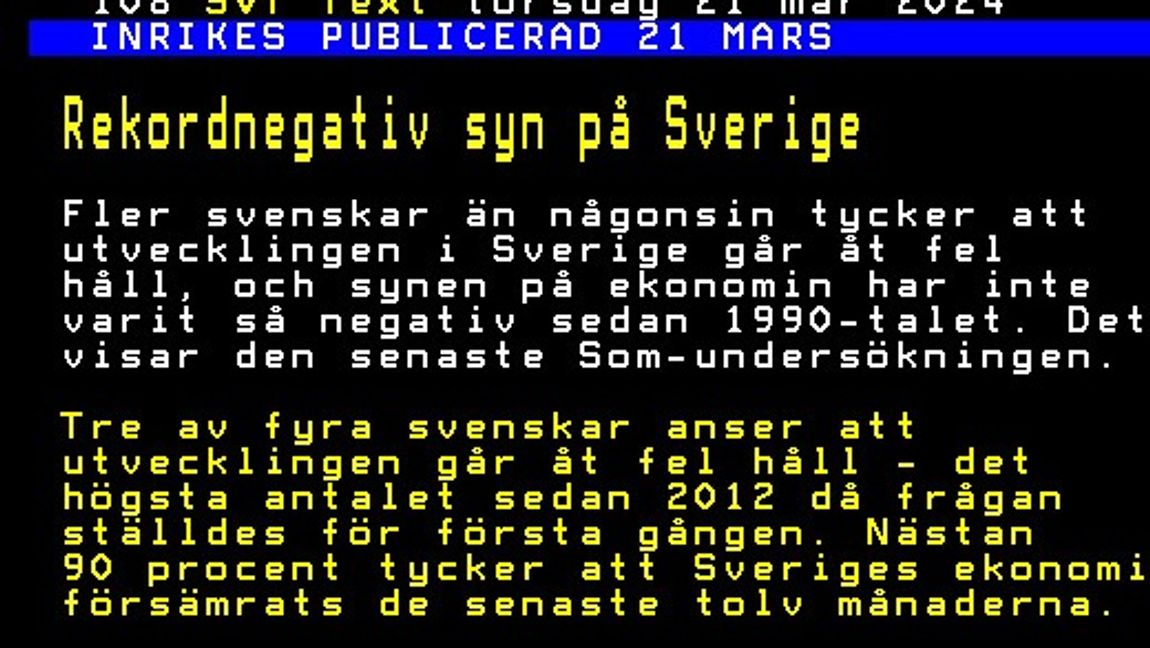 SVT frossar i folks missnöje men verkar inte vilja se den stora bilden. Foto: Text-tv 