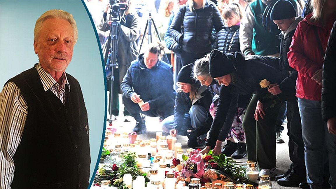 I lördags hölls en minnesstund i Skärholmen för den mördade Mikael. Foto: Fredrik Sandberg/TT
