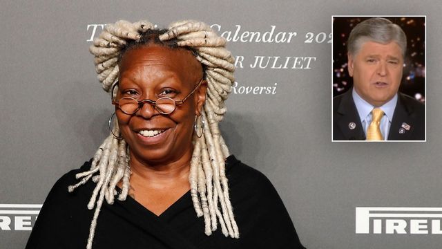 Whoopi Goldberg är i blåsväder efter att hon spridit felaktigheter om Förintelsen. Hon får stöd av konservative talkshowvärden Sean Hannity. Foto: Antonio Calanni/AP/TT