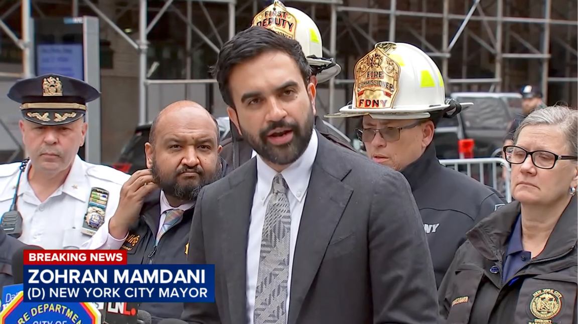 New Yorks borgmästare Zohran Mamdani höll presskonferens. Foto: Faksimil video Eyewittnes News