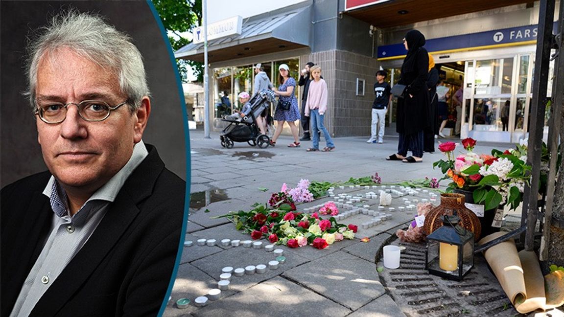 Två människor har dött och två är skadade efter lördagens skjutning i Farsta centrum. Foto: Mats Edman/Studio Artemis / 	Jessica Gow/TT 