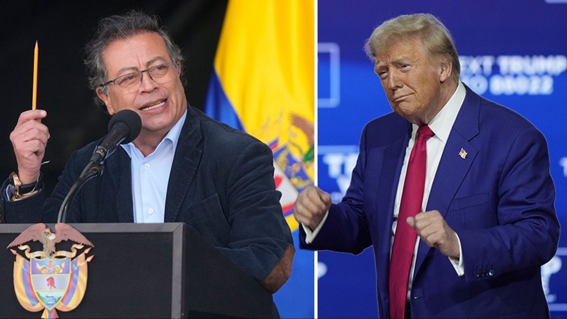 Colombias president Gustavo Petro och USA:s dito Donald Trump. Foto: Fernando Vergara/Matt Rourke/AP/TT