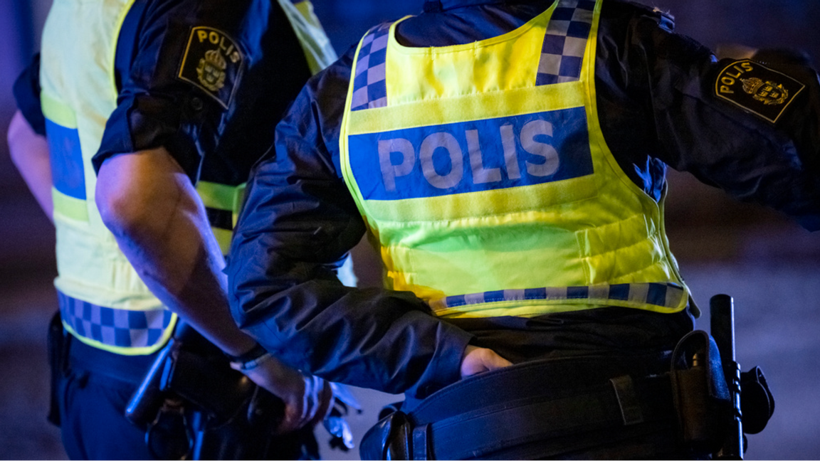 Polis på plats vid en trafikolycka på Allétorget i Hyllie i Malmö på tisdagen. Foto: Johan Nilsson / TT
