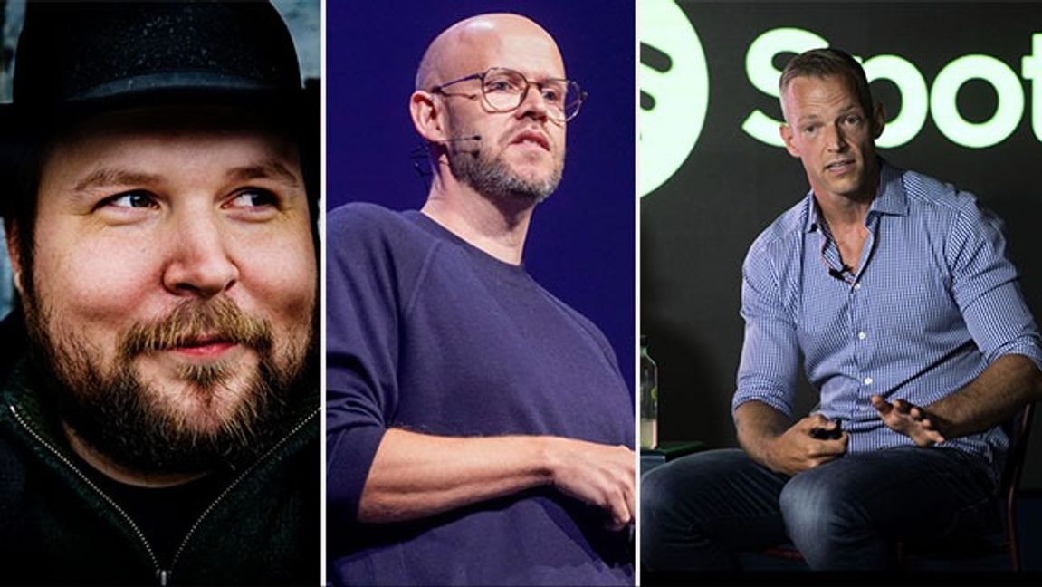 F.v: Markus ”Notch” Persson, Daniel Ek och Gustav Söderström. Bild: Magnus Hjalmarson Neideman/SvD/TT/Terje Pedersen/NTB/Henrik Montgomery/TT