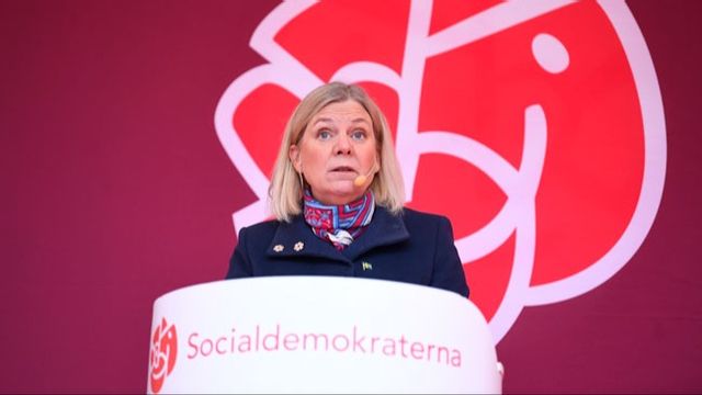 Magdalena Andersson under jultalet. Foto: Oscar Olsson/TT