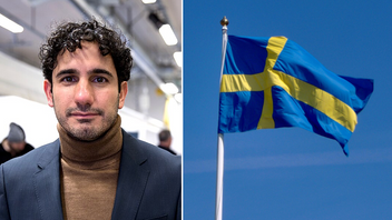 Ardalan Shekarabi (S) och den svenska flaggan – två sidor i en debatt om nationalism och rasism. Foto: News Oresund/Public domain, CC BY 2.0, via Wikimedia Commons