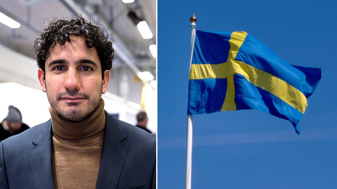 Ardalan Shekarabi (S) och den svenska flaggan – två sidor i en debatt om nationalism och rasism. Foto: News Oresund/Public domain, CC BY 2.0, via Wikimedia Commons