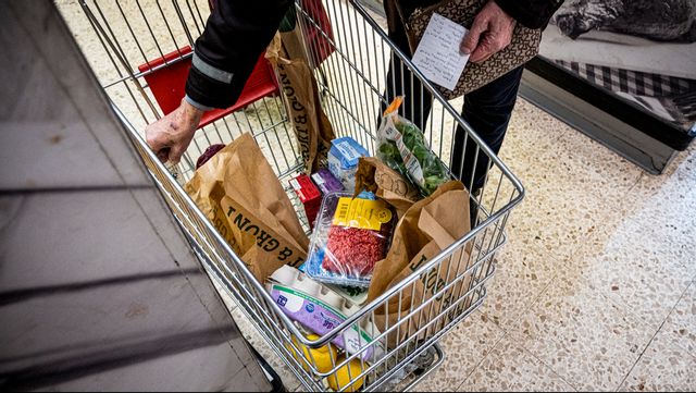 Kundvagn med matvaror i livsmedelsbutik. Arkivbild.  Tim Aro/SvD/TT